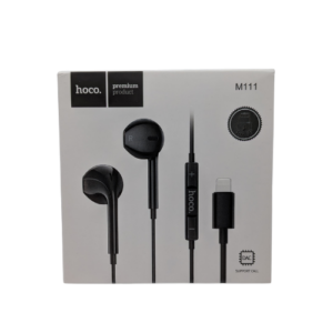 Hoco M111 black wired earphones with Lightning connector for iPhone and built-in DAC chip